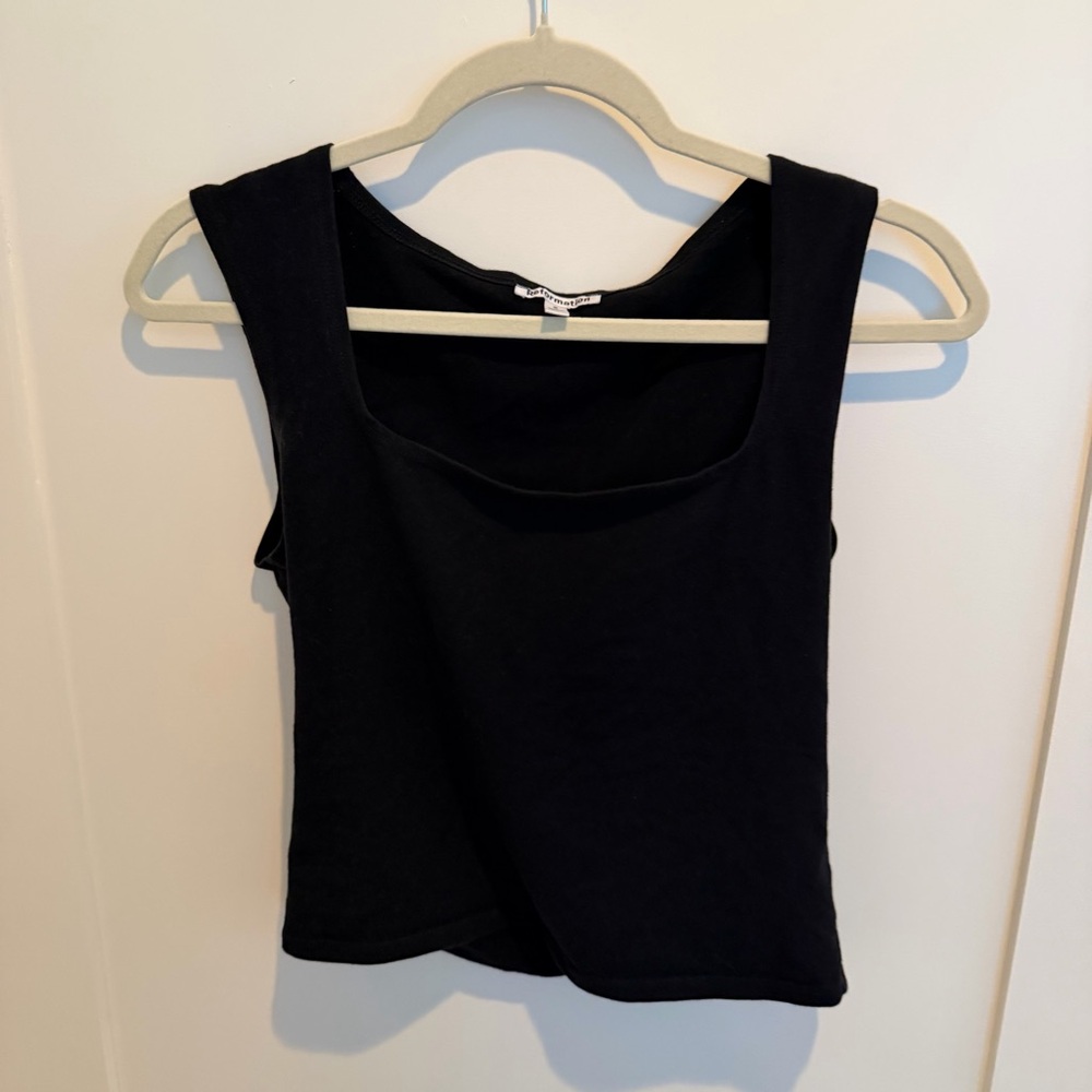 Reformation Square Neck Cotton Tank Black Size Small
